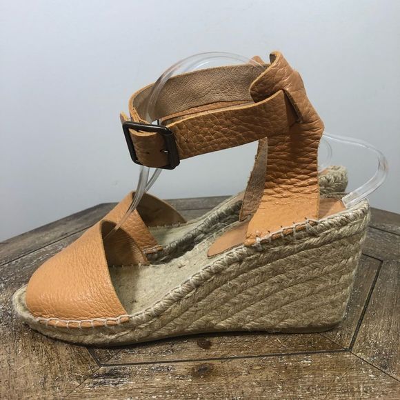 J Crew Leather Espadrille Wedge Sandals Size 9 - Picture 2 of 6
